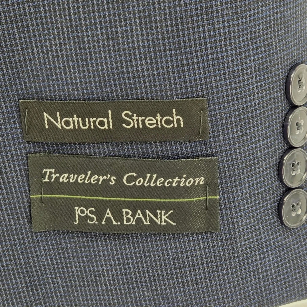 Jos. A. Bank Traveler Blazer Royal Blue Micro‎ Check Plaid Wool Sport Coat 52R